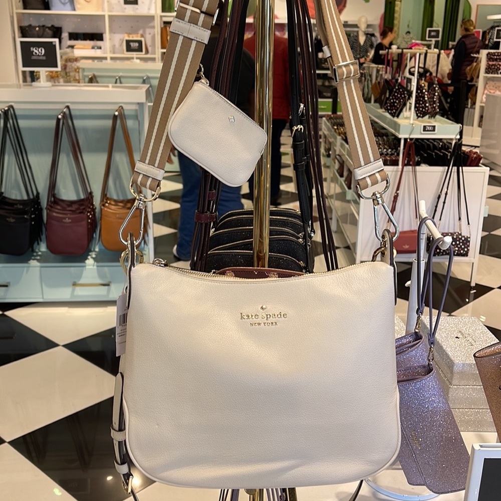 New Kate Spade Rosie Large Crossbody Pebbled Leather Parchment - Picture 10 of 16